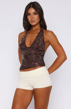 You Can Be Mine Beaded Top Chocolate