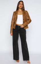 Classic Babe PU Jacket Tan