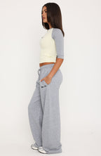 Tatiana Wide Leg Sweapants Grey Marle
