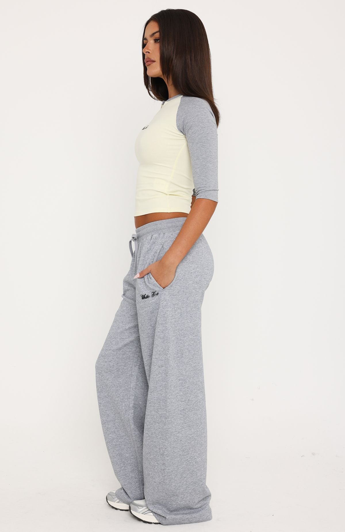 Tatiana Wide Leg Sweapants Grey Marle
