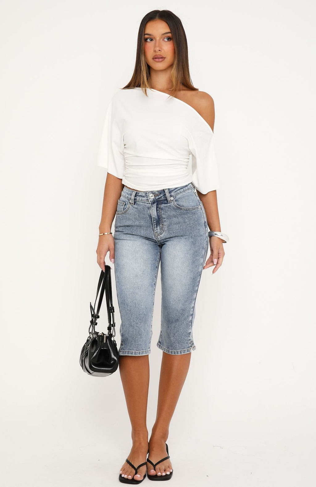 Cynthia High Rise Capri Jeans Vintage Light Blue Wash