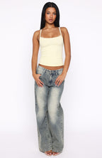 After Midnight Lace Trim Cami Lemon