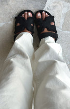 Sandra Shearling Sandals Black
