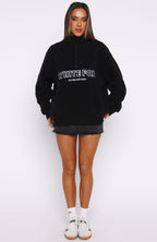 Hard To Stay Focused Teddy Borg Zip Front Sweater Black