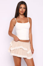 Can't Help It Mini Skirt Oat Gingham