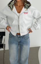 Studio 17 Winona Boxy Zip Front Hoodie Grey Marle
