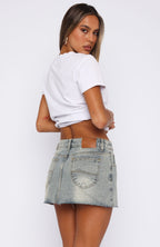 Shining Down Denim Mini Skirt Sand Wash