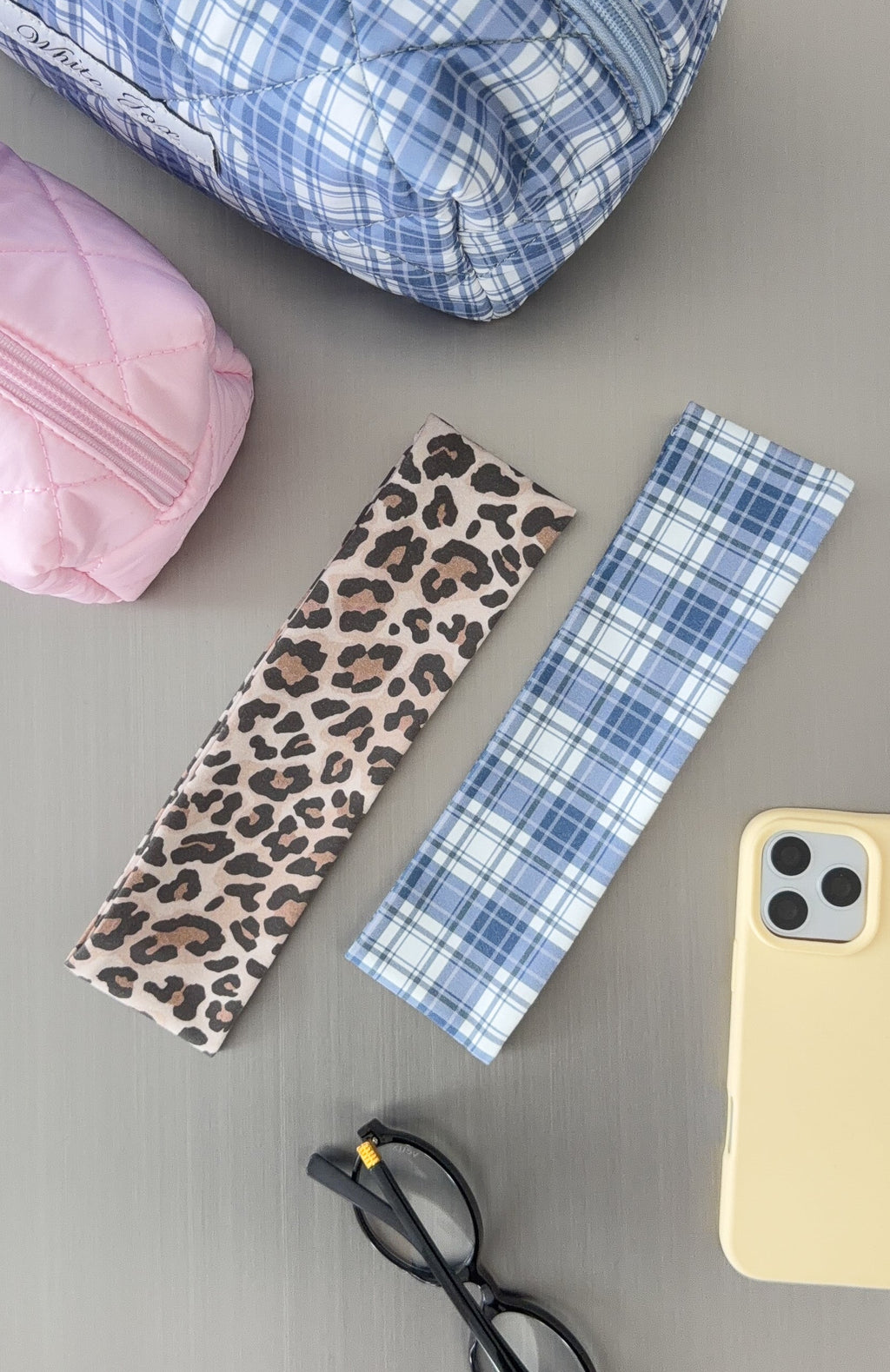 The Social Club Clara 2 Pack Headband Leopard/Blue Plaid