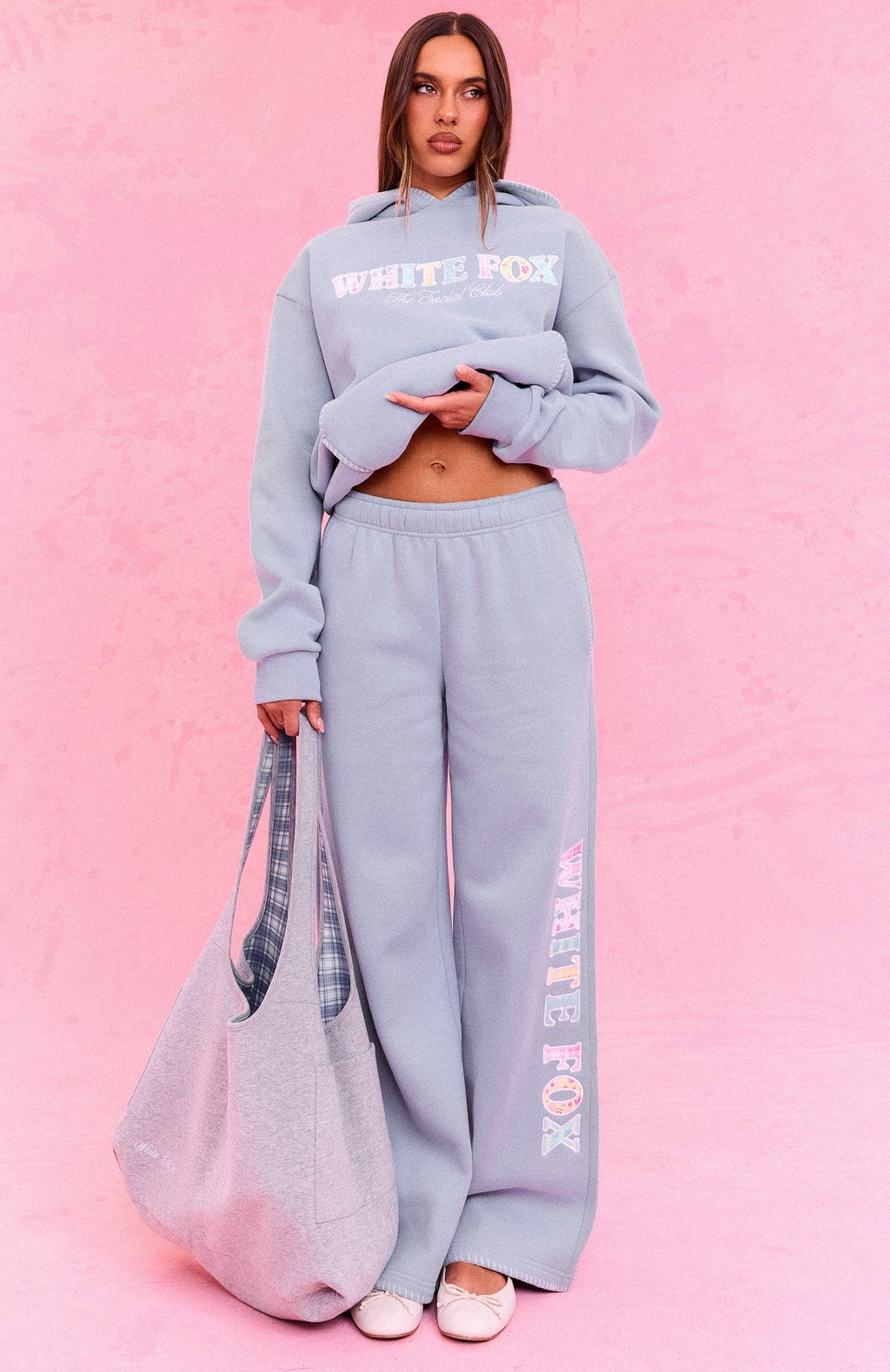 The Social Club Elena Wide Leg Sweatpants Dusty Blue