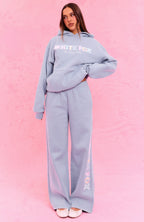 The Social Club Elena Wide Leg Sweatpants Dusty Blue