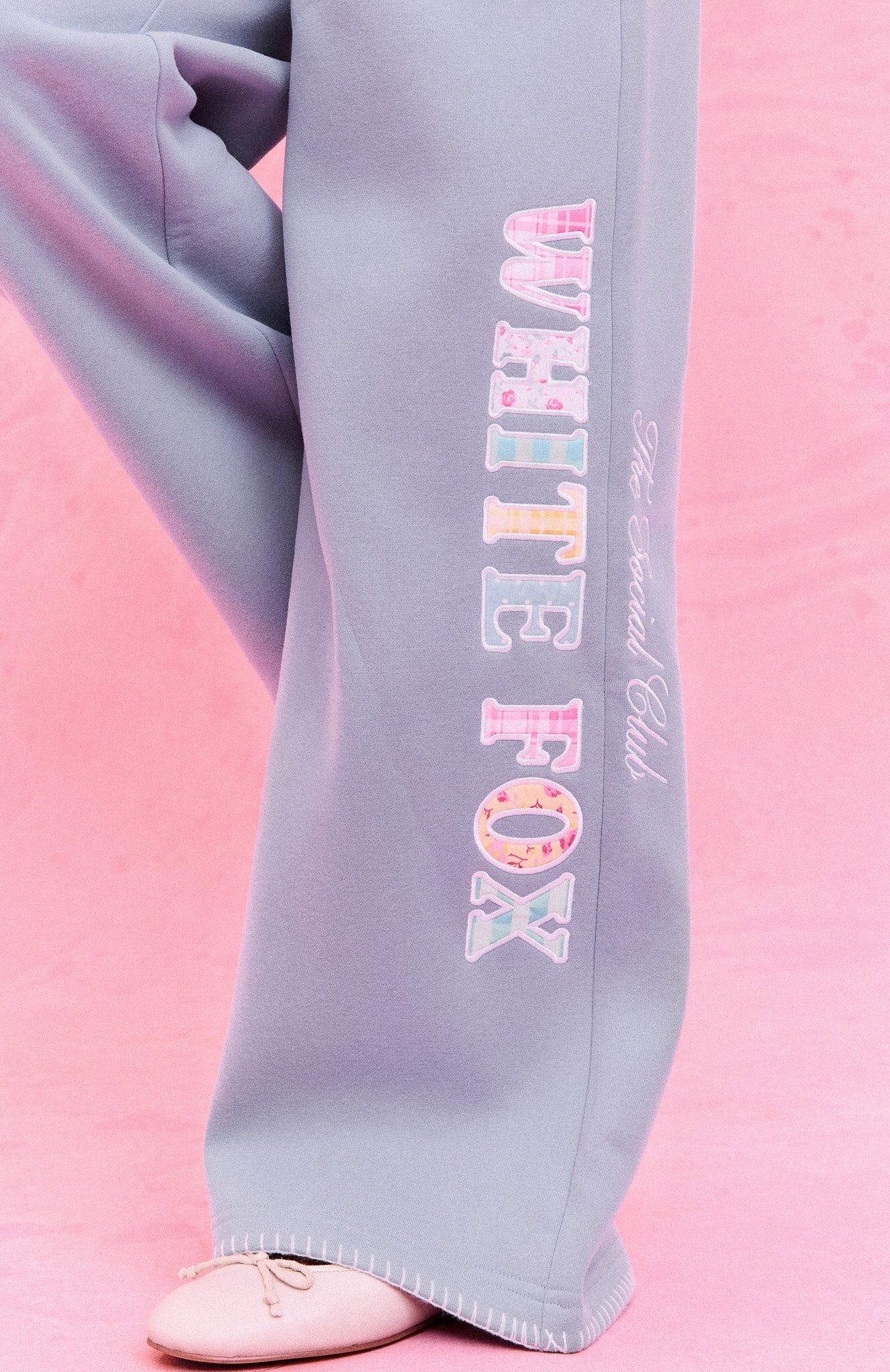The Social Club Elena Wide Leg Sweatpants Dusty Blue