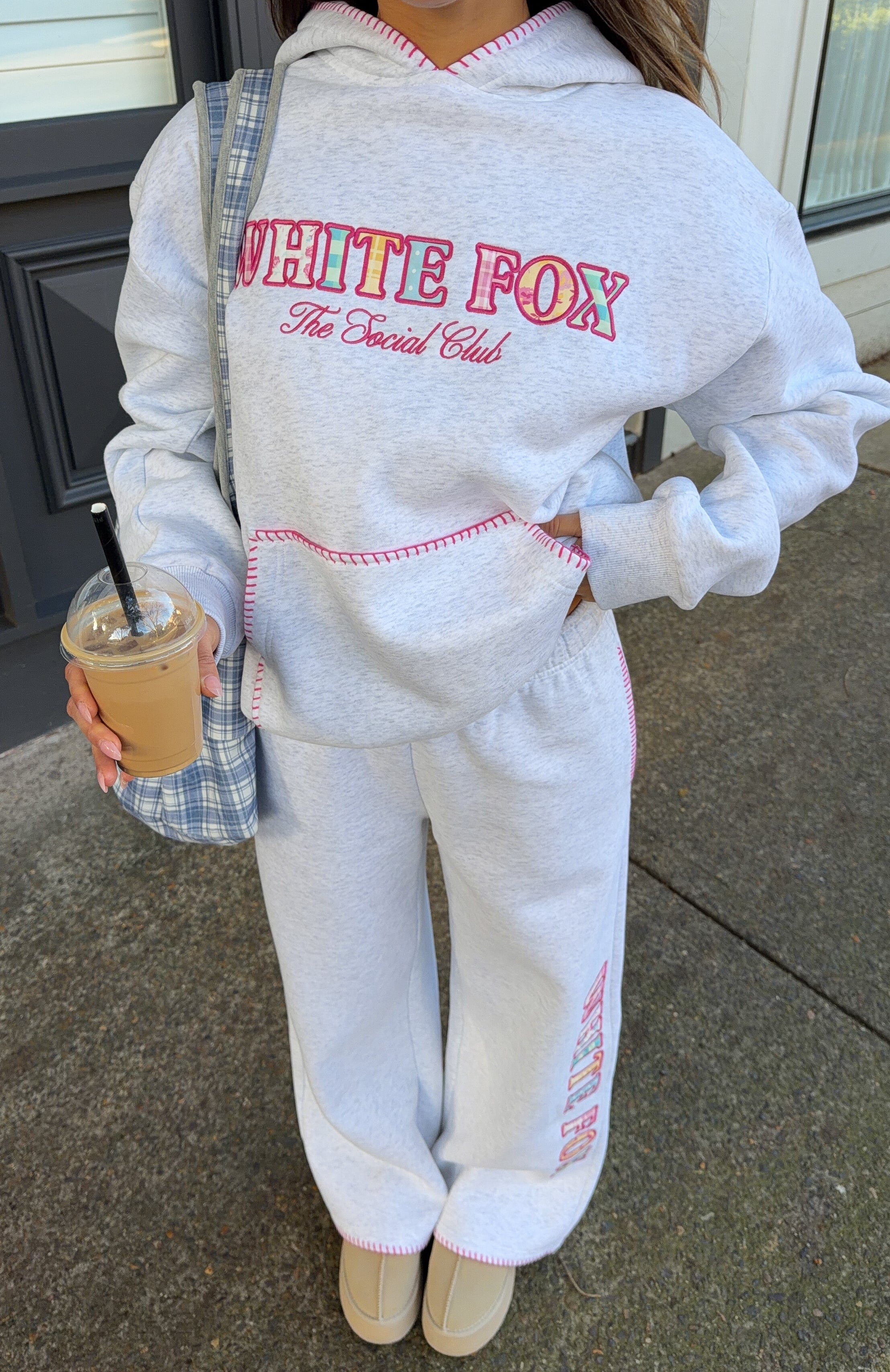 The Social Club Elena Wide Leg Sweatpants Grey Marle