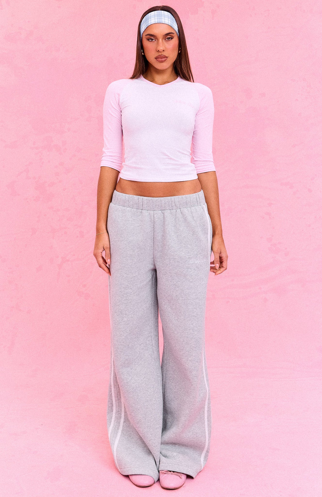 The Social Club Mirabelle Wide Leg Sweatpants Dark Grey Marle