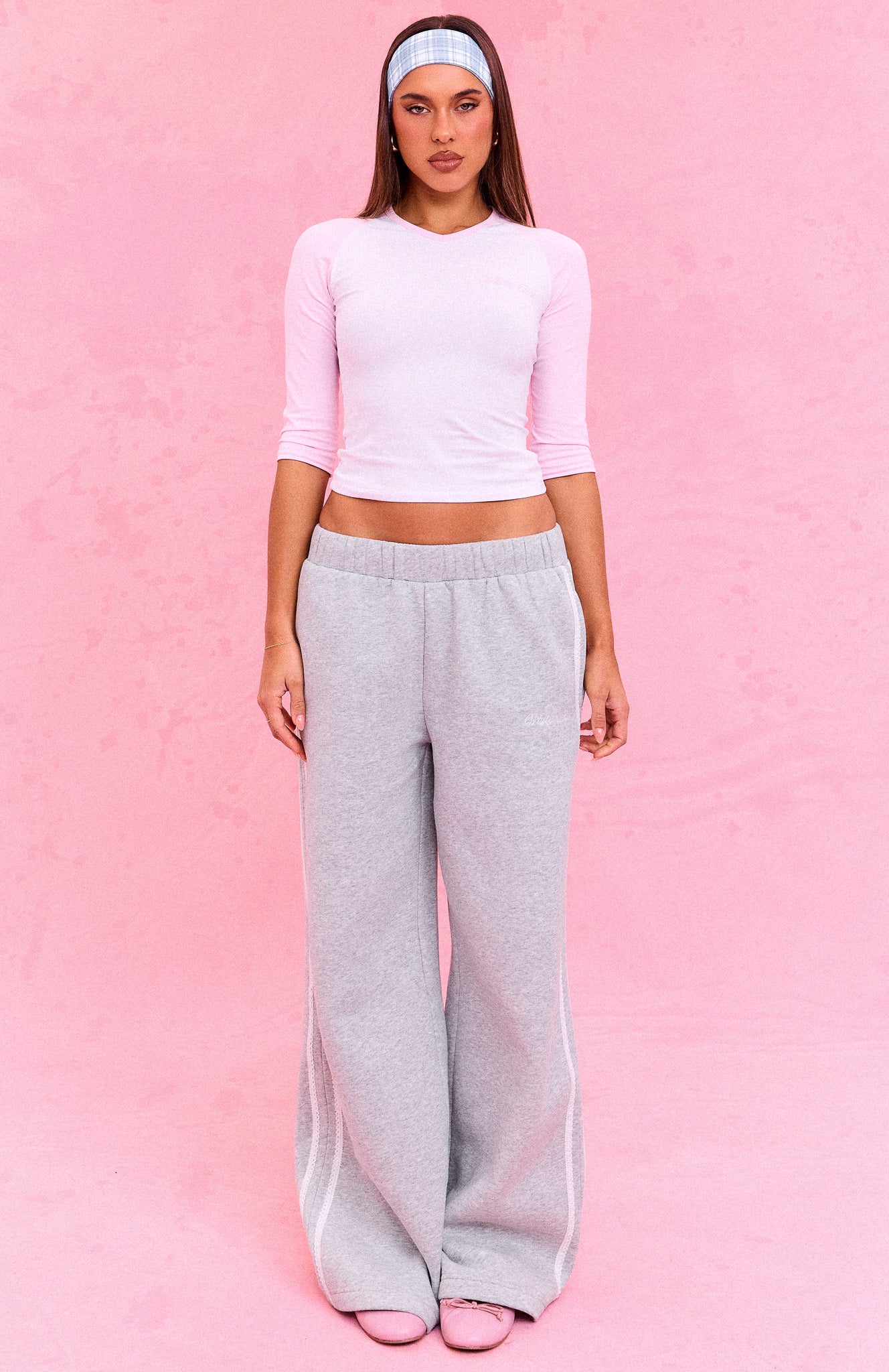 The Social Club Mirabelle Wide Leg Sweatpants Dark Grey Marle