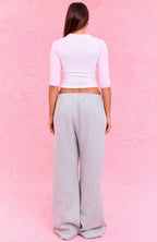 The Social Club Mirabelle Wide Leg Sweatpants Dark Grey Marle