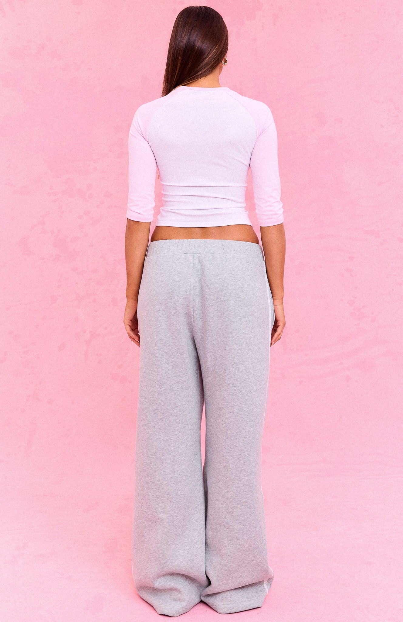 The Social Club Mirabelle Wide Leg Sweatpants Dark Grey Marle