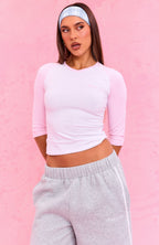 The Social Club Elena V Neck 3/4 Sleeve Top White
