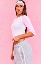 The Social Club Elena V Neck 3/4 Sleeve Top White