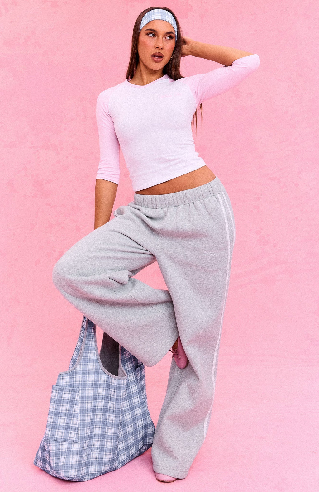The Social Club Mirabelle Wide Leg Sweatpants Dark Grey Marle