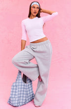 The Social Club Mirabelle Wide Leg Sweatpants Dark Grey Marle