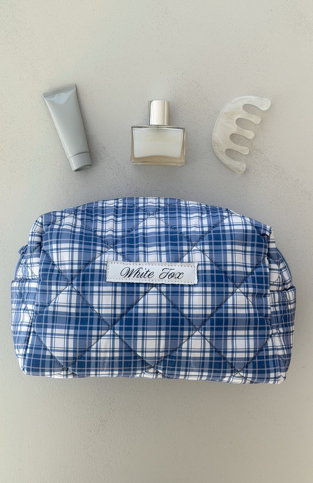 The Social Club Gabrielle 2 Pack Cosmetic Case Blue Plaid/Pink