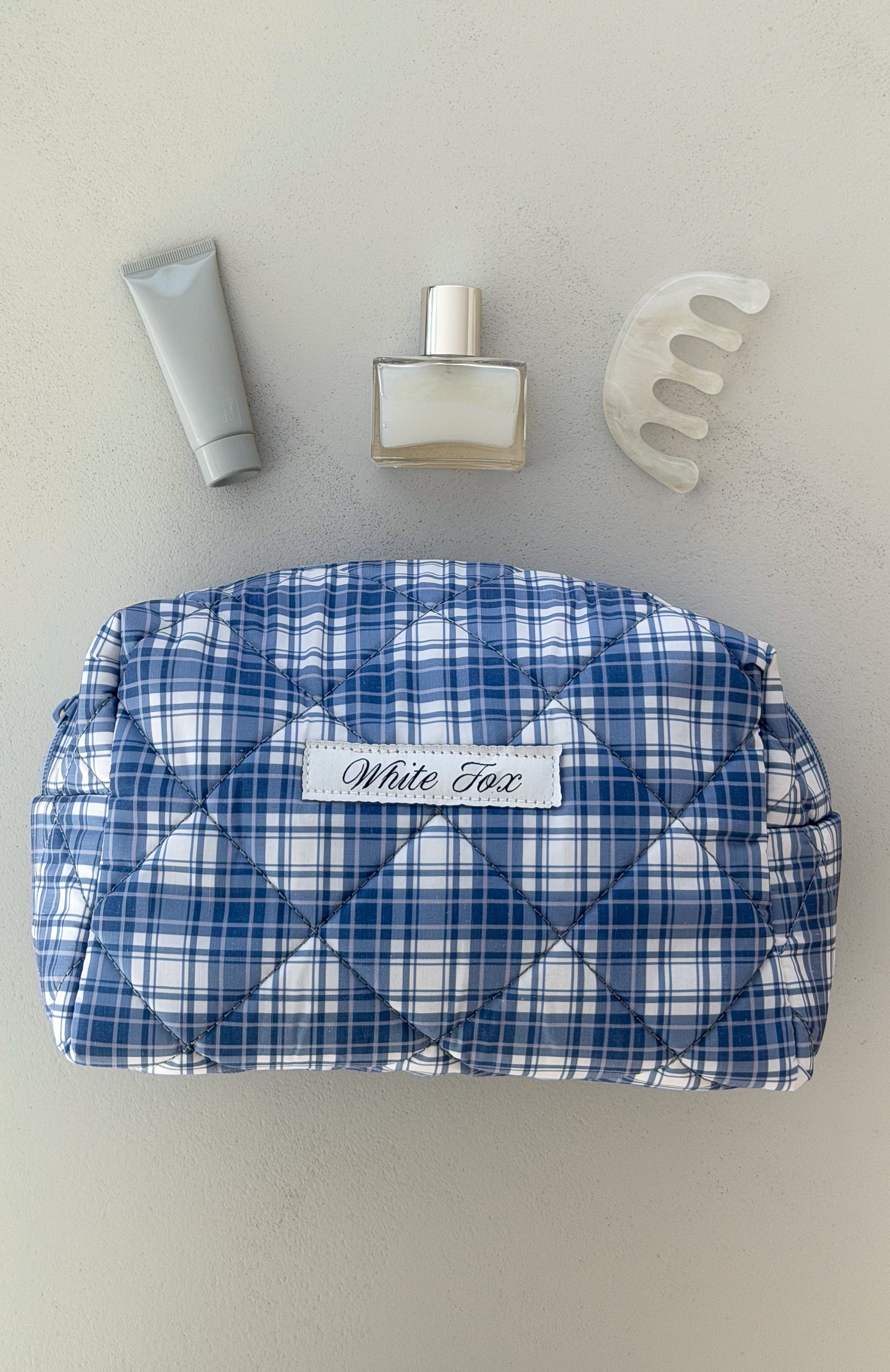 The Social Club Gabrielle 2 Pack Cosmetic Case Blue Plaid/Pink