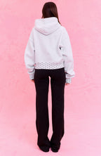The Social Club Hayley Boxy Zip Front Hoodie Grey Marle