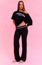 The Social Club Hayley Off Shoulder Oversized Tee Black