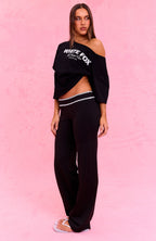 The Social Club Hayley Off Shoulder Oversized Tee Black