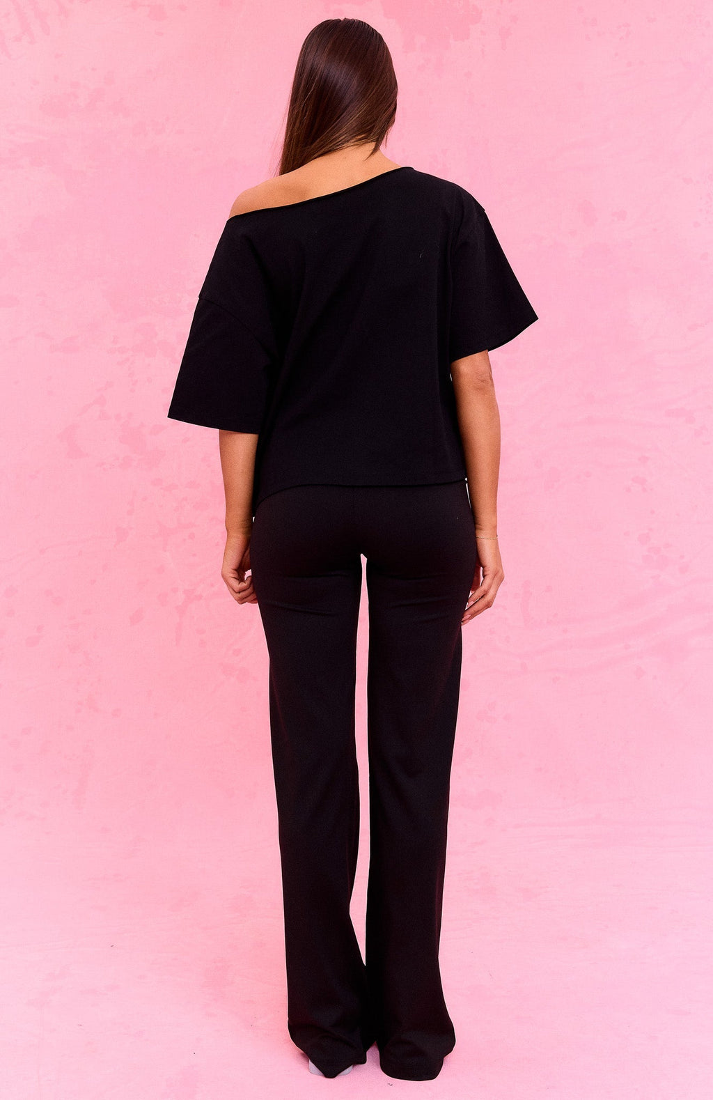 The Social Club Hayley Off Shoulder Oversized Tee Black