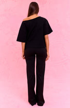 The Social Club Hayley Off Shoulder Oversized Tee Black