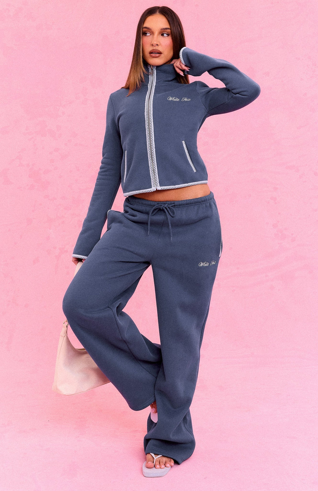 The Social Club Helena Zip Front Funnel Neck Jacket Navy