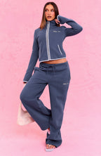The Social Club Helena Zip Front Funnel Neck Jacket Navy