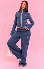 The Social Club Helena Wide Leg Sweatpants Navy