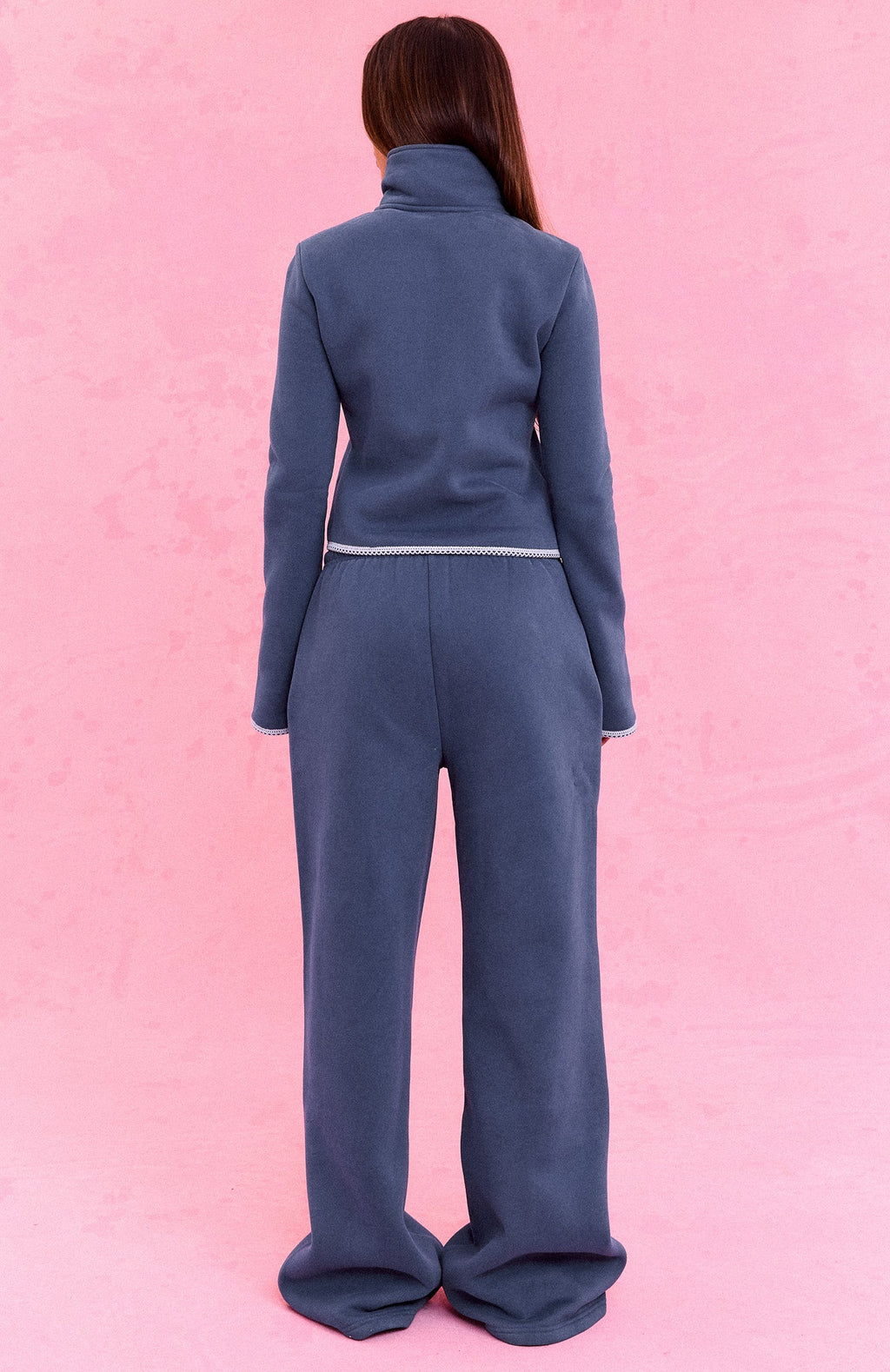 The Social Club Helena Wide Leg Sweatpants Navy