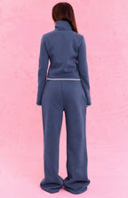 The Social Club Helena Wide Leg Sweatpants Navy