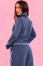 The Social Club Helena Zip Front Funnel Neck Jacket Navy