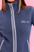 The Social Club Helena Zip Front Funnel Neck Jacket Navy