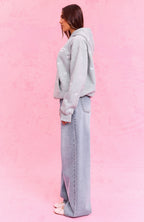 The Social Club Lottie Oversized Hoodie Dark Grey Marle