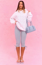 The Social Club Millie Oversized Hoodie White Ditsy
