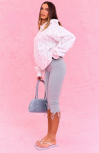The Social Club Millie Oversized Hoodie White Ditsy