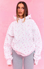 The Social Club Millie Oversized Hoodie White Ditsy