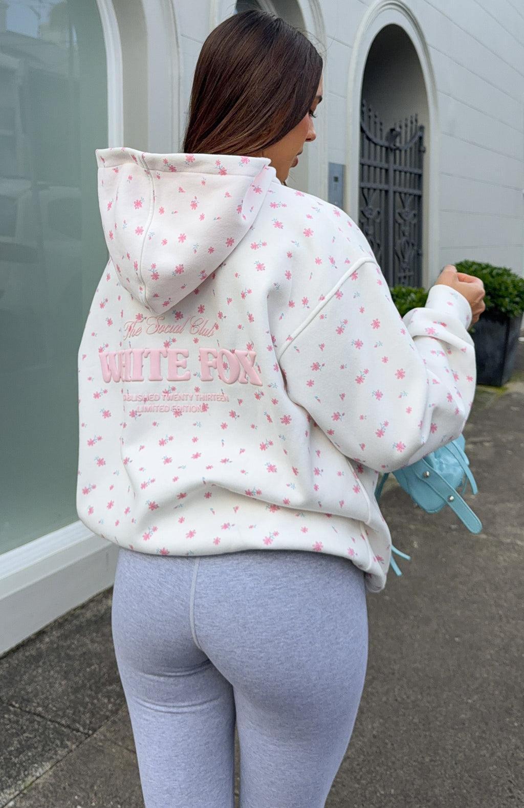 The Social Club Millie Oversized Hoodie White Ditsy