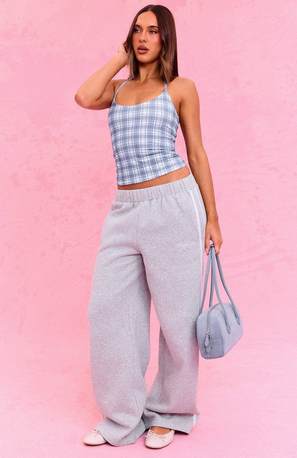 The Social Club Mirabelle Halter Top Blue Plaid