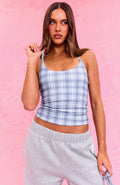 The Social Club Mirabelle Halter Top Blue Plaid