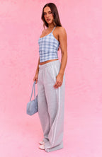 The Social Club Mirabelle Halter Top Blue Plaid