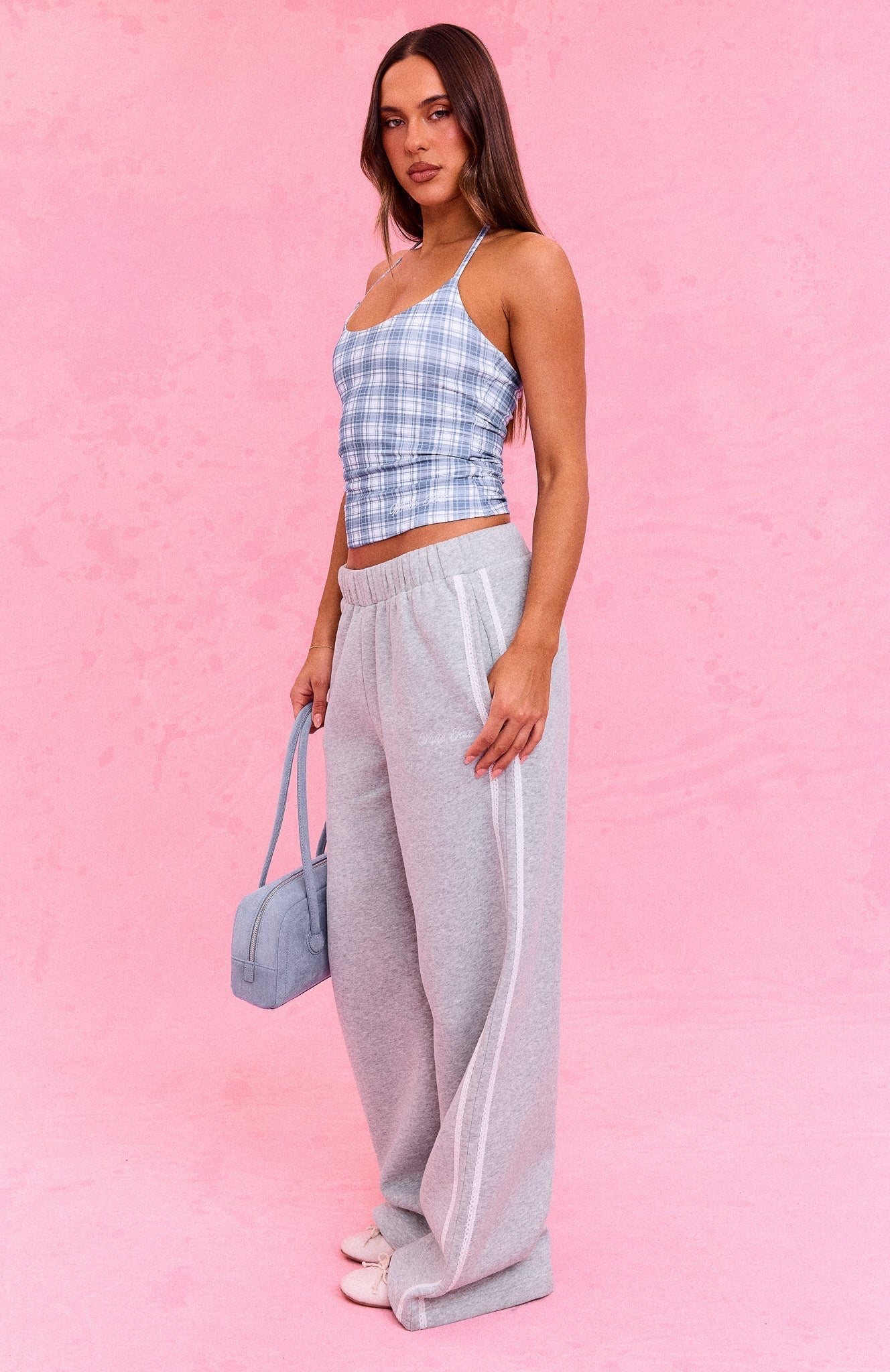 The Social Club Mirabelle Halter Top Blue Plaid