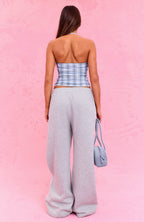 The Social Club Mirabelle Halter Top Blue Plaid