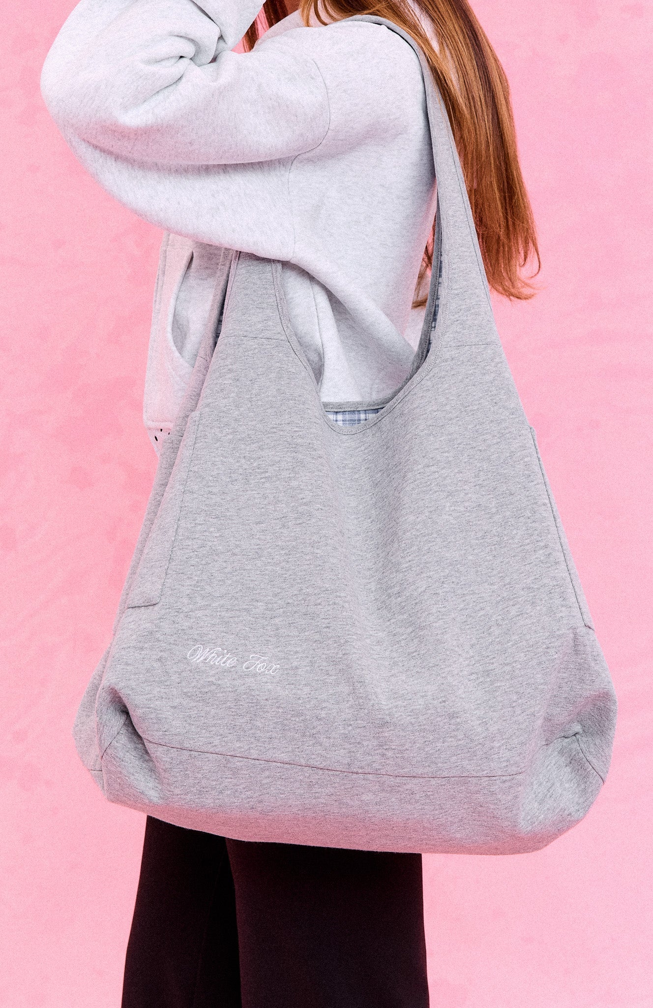 The Social Club Mirabelle Reversible Shoulder Bag Blue Plaid/Grey Marle