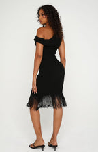 Sweet And Savage Off Shoulder Midi Dress Black